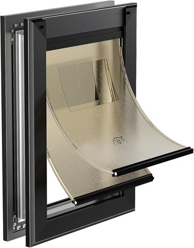 باب الكلب MAVRICFLEX شديد التحمل مع ألواح قفل منزلقة مزدوجة، باب للكلاب موفر للطاقة، سهل التركيب، بابان مغناطيسيان ناعمان للكلاب الكبيرة حتى وزن 100 رطل، كبير، رمادي داكن in Kuwait