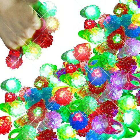 Charniol 200 Pack Light up Rings Novelty Glow In The Dark Rings In 6 Colors Flashing Led Ring Colorful Shining Soft Jelly Rubber for Adult Party Favors Concert Show Supplies in Saudi Arabia