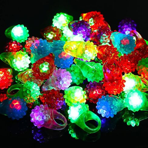 Charniol 200 Pack Light up Rings Novelty Glow In The Dark Rings In 6 Colors Flashing Led Ring Colorful Shining Soft Jelly Rubber for Adult Party Favors Concert Show Supplies in Saudi Arabia