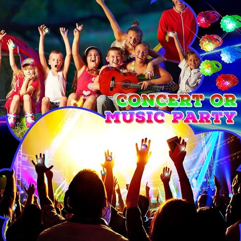 Charniol 200 Pack Light up Rings Novelty Glow In The Dark Rings In 6 Colors Flashing Led Ring Colorful Shining Soft Jelly Rubber for Adult Party Favors Concert Show Supplies in Saudi Arabia