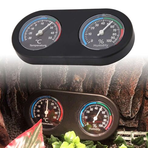 FILFEEL Analog Temperature and Humidity Meter for Reptile Tanks – Round Hygrometer for Accurate Monitoring and Maintenance Use in Saudi Arabia