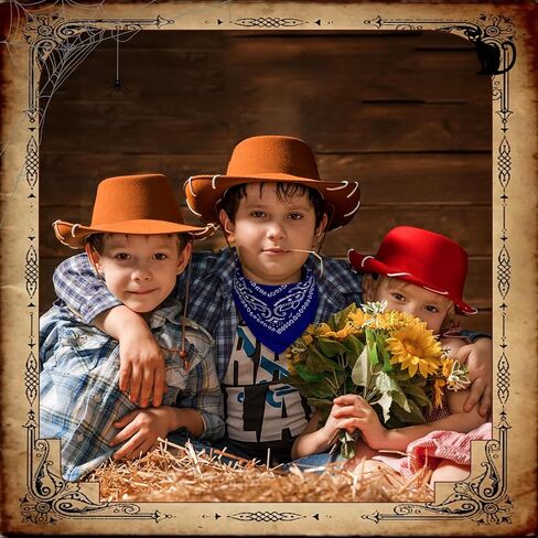 4 Pcs Child Western Cowboy Hats and Bandanas, Red and Brown Cowgirl Hats for Toddlers & Kids 3-6 for Halloween Costume in Saudi Arabia
