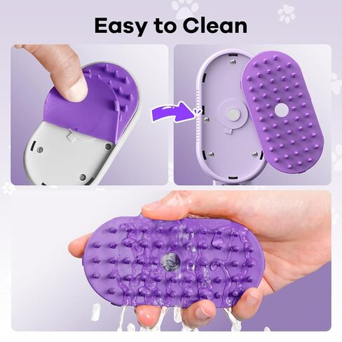 Cat Steam Brush for Shedding, 4 in 1 Rechargeable Steam Brush for Cats and Dogs, Anti-Static, Massage, Cleaning, Shedding & Combing All In One! (purple) in Kuwait