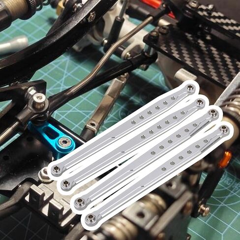 Mxfans Silver Aluminum SCX0007 SCX0010 Front & Rear Suspension Link Rod Linkage for AXIAL SCX10 Electric 4WD RC1:10 Car Set of 2 in Saudi Arabia