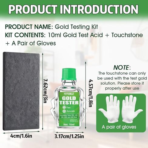 طقم اختبار الذهب، طقم اختبار الذهب 10k 14k 18k 22k 24K جهاز اختبار المعادن الثمينة من الفضة والبلاتين مع حلول 10 جرام، حجر اختبار، كشف الذهب الحقيقي والمعادن الثمينة in Kuwait