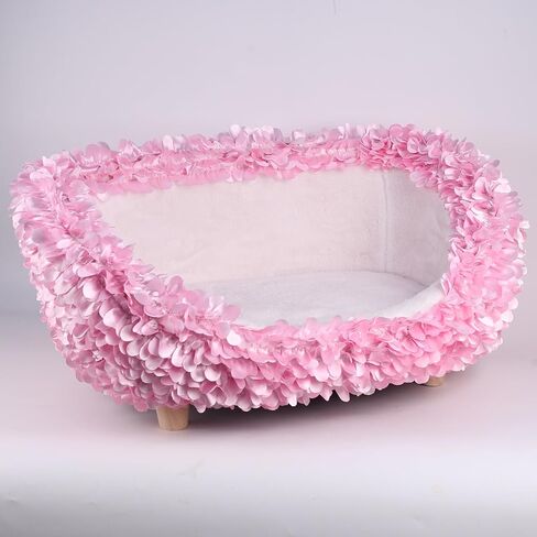 halinfer Luxury Pink Petal Pet Sofa for Small to Medium Cats and Dogs, Up to 20 Pounds, The Hortensia Cat Sofa for Living Room and Bedroom Pet Furniture (Pink, Petal) in Saudi Arabia