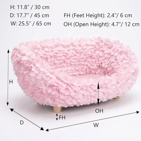 halinfer Luxury Pink Petal Pet Sofa for Small to Medium Cats and Dogs, Up to 20 Pounds, The Hortensia Cat Sofa for Living Room and Bedroom Pet Furniture (Pink, Petal) in Saudi Arabia