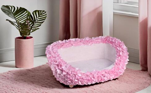 halinfer Luxury Pink Petal Pet Sofa for Small to Medium Cats and Dogs, Up to 20 Pounds, The Hortensia Cat Sofa for Living Room and Bedroom Pet Furniture (Pink, Petal) in Saudi Arabia