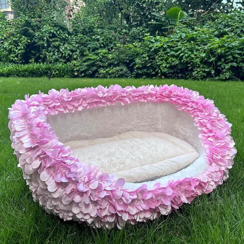 halinfer Luxury Pink Petal Pet Sofa for Small to Medium Cats and Dogs, Up to 20 Pounds, The Hortensia Cat Sofa for Living Room and Bedroom Pet Furniture (Pink, Petal) in Saudi Arabia
