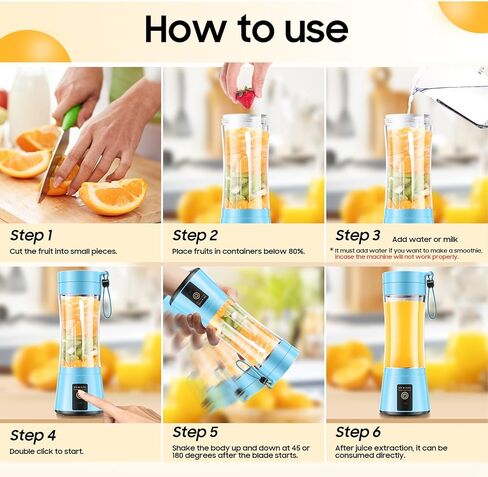 Portable Blender Personal Size Blender - Shakes and Smoothies, Cordless & USB Rechargeable, Lightweight with BPA-Free Cup Suit in Picnic/Sports/Office in Kuwait