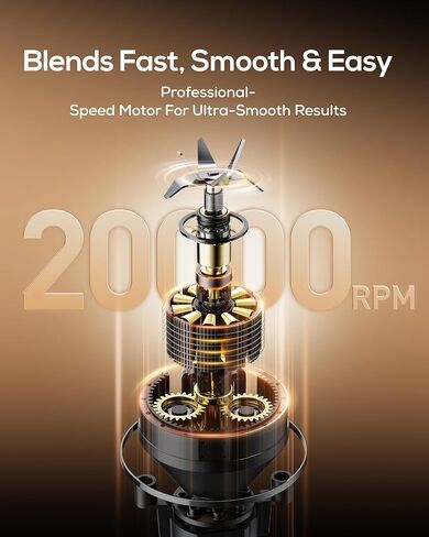 Sangcon Personal Portable Blender for Shakes & Smoothies, 6000mAh Cordless USB-C Rechargeable Blender with 2 Blend Modes, Leakproof Travel Lid, Dishwasher Safe, Ideal for Gym Office Kitchen, BPA-Free in Saudi Arabia