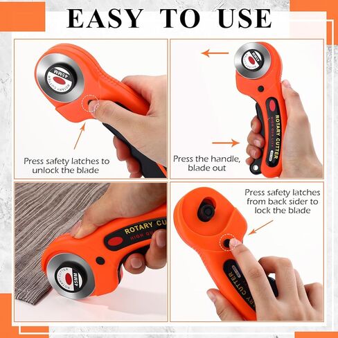 Lothee 102 Pcs 45mm Rotary Cutter and Blades Set 100 45mm Blades 2 Rotary Handle Rolling Cutter with Safety Lock for Fabric Leather Crafting Sewing Quilting in Kuwait