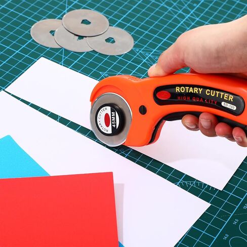 Lothee 102 Pcs 45mm Rotary Cutter and Blades Set 100 45mm Blades 2 Rotary Handle Rolling Cutter with Safety Lock for Fabric Leather Crafting Sewing Quilting in Kuwait