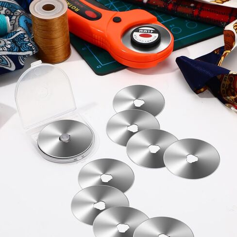 Lothee 102 Pcs 45mm Rotary Cutter and Blades Set 100 45mm Blades 2 Rotary Handle Rolling Cutter with Safety Lock for Fabric Leather Crafting Sewing Quilting in Kuwait