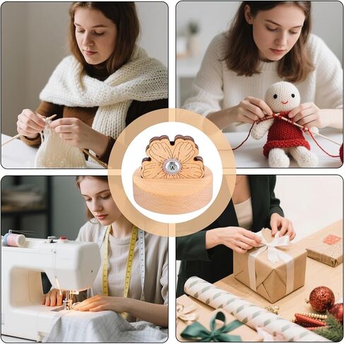 Thread Cutter,Thread Cutter Tool Peach Blossom,Quilting Tools,Sewing Tools With Anti-Slip Stand,Tabletop Wooden Rotary Flower Shape Blade Tool For Sewing Seam Craft Projects in Saudi Arabia