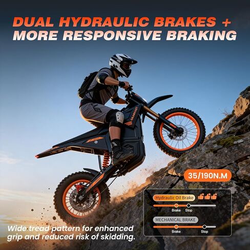 Electric Dirt Bike Motorcycle, 2500W Brushless Motor, 48V 20.8Ah Battery, 35 MPH Max Speed, 34 Miles Range, 3 Riding Modes, 265 lbs Load Capacity,Front Wheel 14 inch Rear Wheel 12 inch in Saudi Arabia