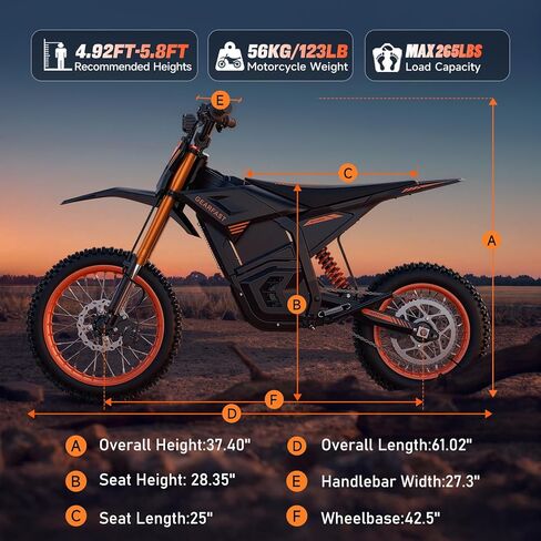 Electric Dirt Bike Motorcycle, 2500W Brushless Motor, 48V 20.8Ah Battery, 35 MPH Max Speed, 34 Miles Range, 3 Riding Modes, 265 lbs Load Capacity,Front Wheel 14 inch Rear Wheel 12 inch in Saudi Arabia
