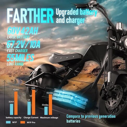 eahora دراجة نارية كهربائية 4000w/3000w eahora m1p سلسلة، 50mph/45mph دراجة نارية كهربائية للبالغين، بطارية 40ah/30ah، ما يصل إلى 40-55miles مع تعليق مزدوج وفرامل hydyaulic كاملة in Kuwait
