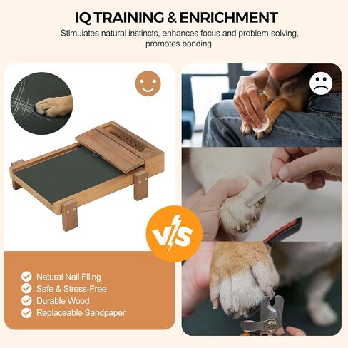 Dog Nail Scratch Board with Treat Drawer - Dog Scratch Pad for Nails - Durable Wooden Nail Filing Board for Stress-Free Grooming, Includes 3 Replacement Sandpaper Sheets in Saudi Arabia