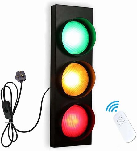 LED Wall Lights Indoor Traffic Lights for Kids, Bedroom Wall Lamp with Remote Control and UK Plug, 5W x 3 Traffic Warning Light Stoplight Wall Sconce Lights for Childrens Room Office Bar Cafe in Saudi Arabia