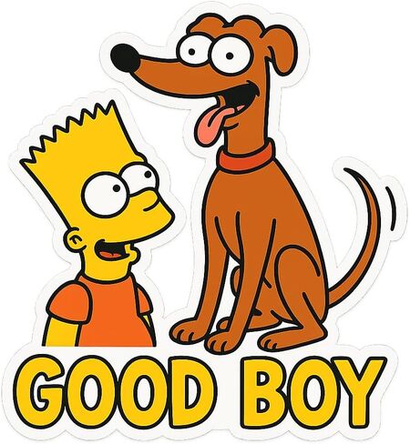Santa’s Little Helper Wagging Tail with Bart Simpsons Style Sticker (2.75" x 3") in Saudi Arabia