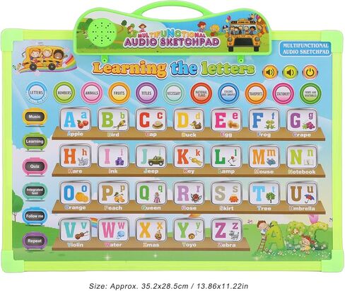 مخطط حائط Alomejor Talking ABC مع تقنية القراءة الذكية التي تعمل باللمس، آلة تعلم اللغة الإنجليزية متعددة الوسائط للأطفال، أداة تعليمية محمولة لتطوير ثنائي اللغة في المنزل in Saudi Arabia
