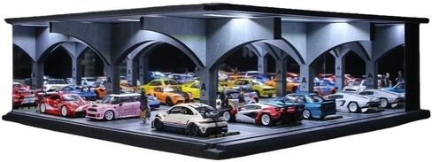 1:64 Diorama Mirror Garage Model, Diecast Model Car Scene Display Case, LED Lighting City Underground Car Parking Display Building Model (Garage 04) in Saudi Arabia