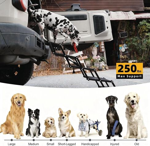 Dog Stairs 4 Steps Foldable Dog Ramp with Non-Slip Surface, Portable Dog Steps for Cars,SUV and Truck, Supports up to 250 lbs in Saudi Arabia