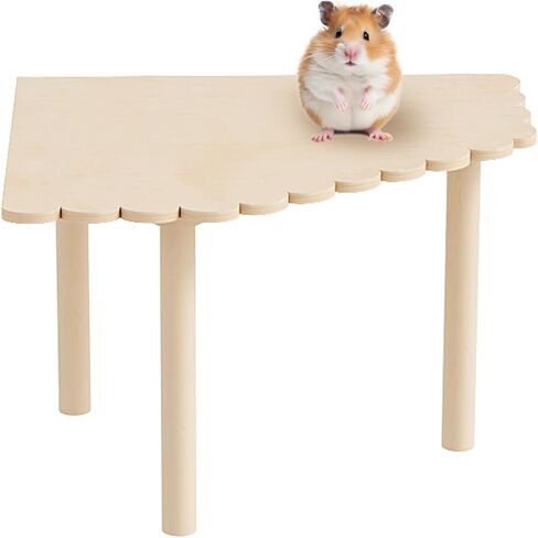 منصة Mini&moe Hamster - منصة خشبية عالية للعب الحيوانات الصغيرة لعجلة التمرين ووعاء الطعام وزجاجة مياه وإكسسوارات القفص الأخرى in Kuwait