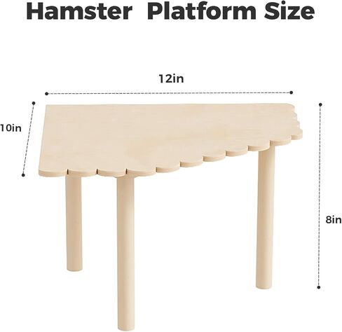 منصة Mini&moe Hamster - منصة خشبية عالية للعب الحيوانات الصغيرة لعجلة التمرين ووعاء الطعام وزجاجة مياه وإكسسوارات القفص الأخرى in Kuwait