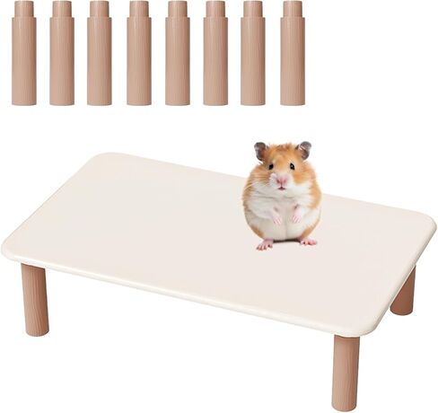 منصة Mini&moe Hamster - منصة خشبية عالية للعب الحيوانات الصغيرة لعجلة التمرين ووعاء الطعام وزجاجة مياه وإكسسوارات القفص الأخرى in Kuwait