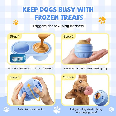 Frozen Treat Dispensing Dog Toy, Long Lasting Interactive Dog Toys for Boredom, Dogs Licking Toy to Keep Them Busy, Birthday Gifts for Small/Medium Dogs in Saudi Arabia