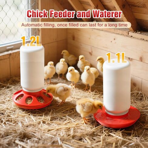 Pawaboo 7-in-1 Chicken Brooder Box for Chick Starter Kit, Includes Chicks Perches, Chicken Feeders, Chick Waterers, Chickens Feeding Spoon, Chicks Supplies (Brooder Set), Red + Wood Color in Saudi Arabia