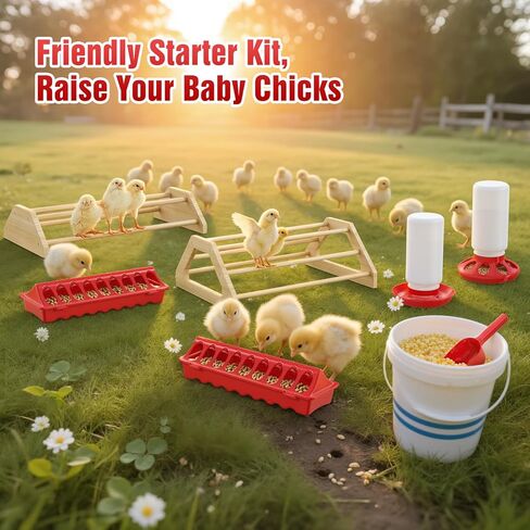 Pawaboo 7-in-1 Chicken Brooder Box for Chick Starter Kit, Includes Chicks Perches, Chicken Feeders, Chick Waterers, Chickens Feeding Spoon, Chicks Supplies (Brooder Set), Red + Wood Color in Saudi Arabia
