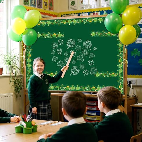 69 Feet St. Patrick's Day Shamrock Bulletin Board Borders Irish Paper Bulletin Trim Green，for St. Patrick's Day Party School Office Home Classroom Doors Wall Windows Holiday Party Decor in Saudi Arabia