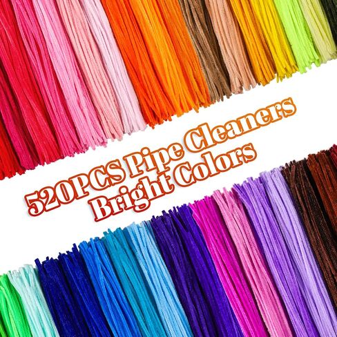 Caydo 520 Pieces Pipe Cleaners 40 Assorted Colored Chenille Stems for Art and Crafts, Pipe Cleaner Crafts for DIY Art and Craft Projects Creative Gift Party Valentine's Day Decorations in Saudi Arabia