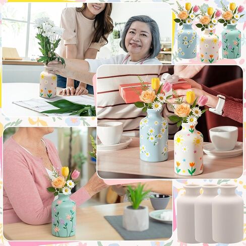 12 Pcs DIY Ceramic Vases Paint Your Own Vases Kit White Ceramic Flower Vase Bulk for Adult Porcelain Painting Decorating Art Supplies Home Decor (Minimalism Style) in Saudi Arabia