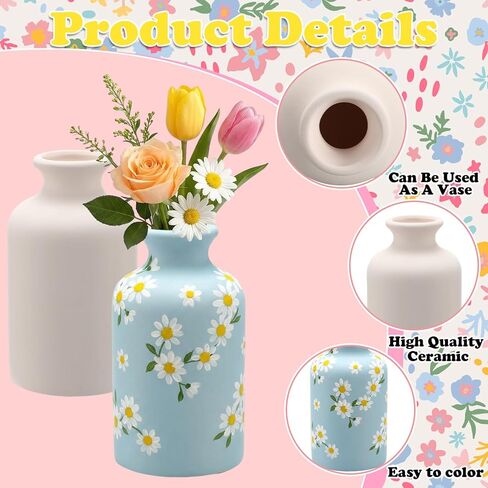 12 Pcs DIY Ceramic Vases Paint Your Own Vases Kit White Ceramic Flower Vase Bulk for Adult Porcelain Painting Decorating Art Supplies Home Decor (Minimalism Style) in Saudi Arabia