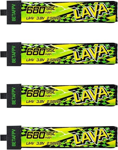 BETAFPV 4pcs Lava II 1S 680mAh بطارية 3.8V 95C LiHV مع موصل BT2.0 متوافق مع 1S Tiny Whoop Drone Quadcopter مثل Air75، Meteor75 Pro 1S طائرات بدون طيار in Saudi Arabia