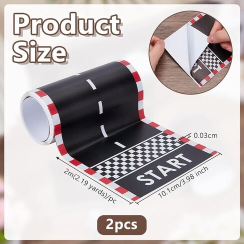 OLYCRAFT 4m Start Wall Border Road ملصقات 3.9 بوصة واسعة المسار الشريط ملصق ذاتية اللصق الطرق نموذج ملصقات سباق حزب الديكور ملصق لاصق البلاستيك الشريط لديكور حفلة عيد ميلاد الطرق in Saudi Arabia
