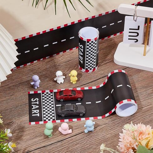 OLYCRAFT 4m Start Wall Border Road ملصقات 3.9 بوصة واسعة المسار الشريط ملصق ذاتية اللصق الطرق نموذج ملصقات سباق حزب الديكور ملصق لاصق البلاستيك الشريط لديكور حفلة عيد ميلاد الطرق in Saudi Arabia
