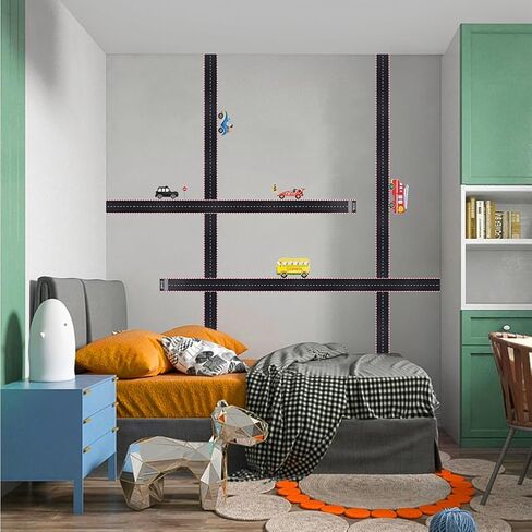 OLYCRAFT 4m Start Wall Border Road ملصقات 3.9 بوصة واسعة المسار الشريط ملصق ذاتية اللصق الطرق نموذج ملصقات سباق حزب الديكور ملصق لاصق البلاستيك الشريط لديكور حفلة عيد ميلاد الطرق in Saudi Arabia
