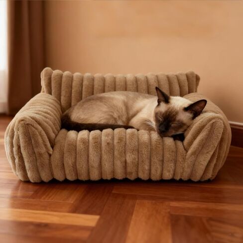 Cat Couch for Pets - Cute Cat Beds for Indoor Cats with Removable Cover, Washable Soft Corduroy Plush, Fluffy Supportive Pet Sofa Chair for Dog, 36 inch, Pink L in Saudi Arabia
