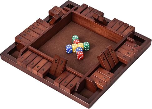 لعبة Shut The Box الخشبية، 4 لاعبين ألعاب الرياضيات للأطفال من سن 8 إلى 12 عامًا، ألعاب عائلية لصندوق النرد للأطفال والكبار، ألعاب الطاولة للأطفال من سن 5 إلى 7 سنوات، لعبة Close The Box مقاس 12 بوصة للفصل الدراسي أو المنزل أو الحفلات (4-ريترو) in Saudi Arabia