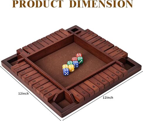 لعبة Shut The Box الخشبية، 4 لاعبين ألعاب الرياضيات للأطفال من سن 8 إلى 12 عامًا، ألعاب عائلية لصندوق النرد للأطفال والكبار، ألعاب الطاولة للأطفال من سن 5 إلى 7 سنوات، لعبة Close The Box مقاس 12 بوصة للفصل الدراسي أو المنزل أو الحفلات (4-ريترو) in Kuwait