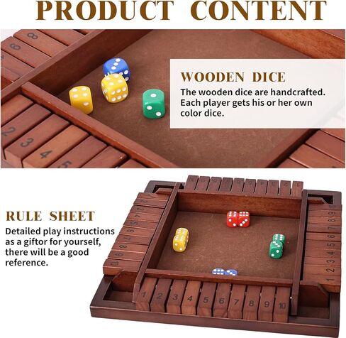 لعبة Shut The Box الخشبية، 4 لاعبين ألعاب الرياضيات للأطفال من سن 8 إلى 12 عامًا، ألعاب عائلية لصندوق النرد للأطفال والكبار، ألعاب الطاولة للأطفال من سن 5 إلى 7 سنوات، لعبة Close The Box مقاس 12 بوصة للفصل الدراسي أو المنزل أو الحفلات (4-ريترو) in Kuwait