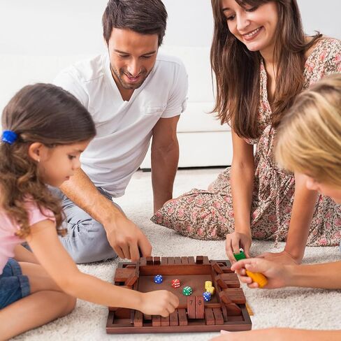 لعبة Shut The Box الخشبية، 4 لاعبين ألعاب الرياضيات للأطفال من سن 8 إلى 12 عامًا، ألعاب عائلية لصندوق النرد للأطفال والكبار، ألعاب الطاولة للأطفال من سن 5 إلى 7 سنوات، لعبة Close The Box مقاس 12 بوصة للفصل الدراسي أو المنزل أو الحفلات (4-ريترو) in Kuwait