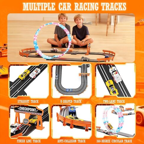 9.86ft 2-in-1 Slot Car Track Sets Toy - with 4 Cars,Battery or Electric Car Track Set with Dual Racing Game, Flash Circular Track, Lap Counter,Birthday Xmas Gifts Toys for Boys(S2) in Kuwait
