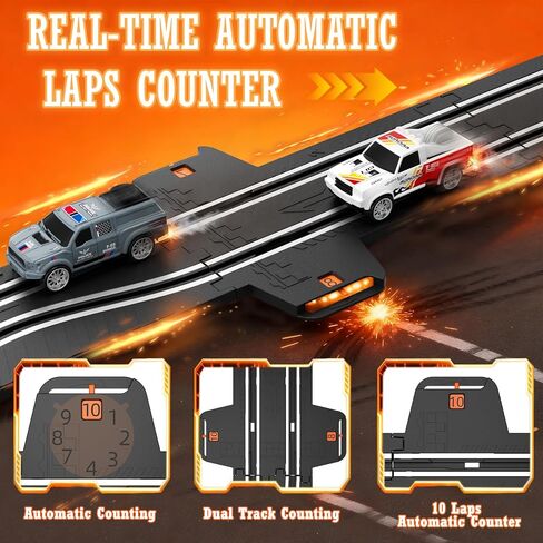 9.86ft 2-in-1 Slot Car Track Sets Toy - with 4 Cars,Battery or Electric Car Track Set with Dual Racing Game, Flash Circular Track, Lap Counter,Birthday Xmas Gifts Toys for Boys(S2) in Kuwait