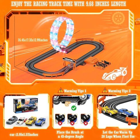 9.86ft 2-in-1 Slot Car Track Sets Toy - with 4 Cars,Battery or Electric Car Track Set with Dual Racing Game, Flash Circular Track, Lap Counter,Birthday Xmas Gifts Toys for Boys(S2) in Kuwait